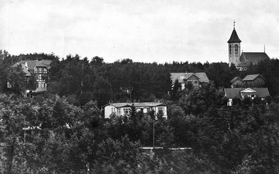 Панорама Раушена в районе кирхи. 1920-е гг.